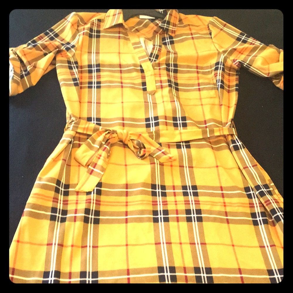 Mustard colored  plaid dress